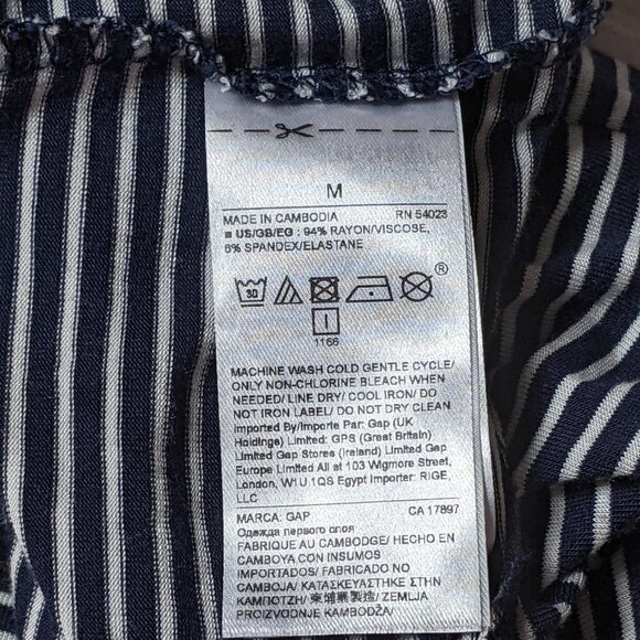 GAP Round Neck Short Sleeve Asymmetric Hem Striped Peplum Shirt  Size Medium - Picture 5 of 14